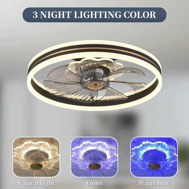 Fszdorj 2023 Upgraded 20‘' Smart Ceiling Fan with Light Low Profile Fan - Image 4