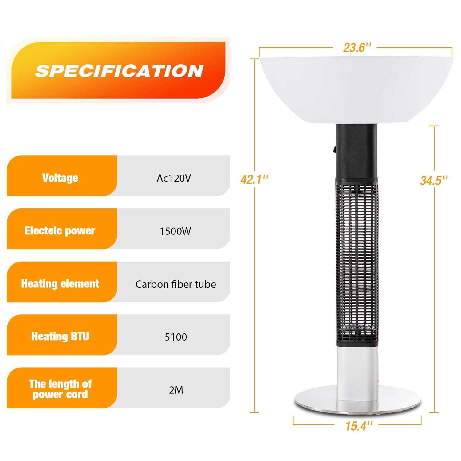 R.W.Flame Outdoor Electric Patio Heater|Infrared Heater With Switch Display - Image 5