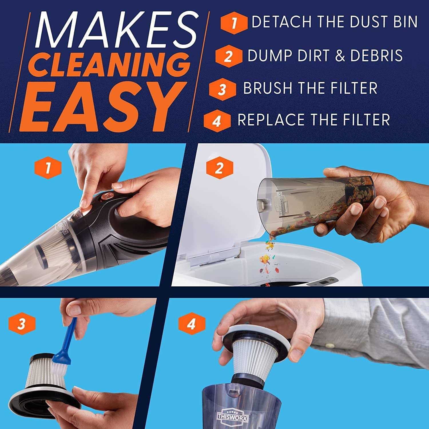 Thisworx Cordless Car Vacuum Portable, Mini Handheld Vacuum w/Rechargeable Battery and 3 Attachments - Image 5