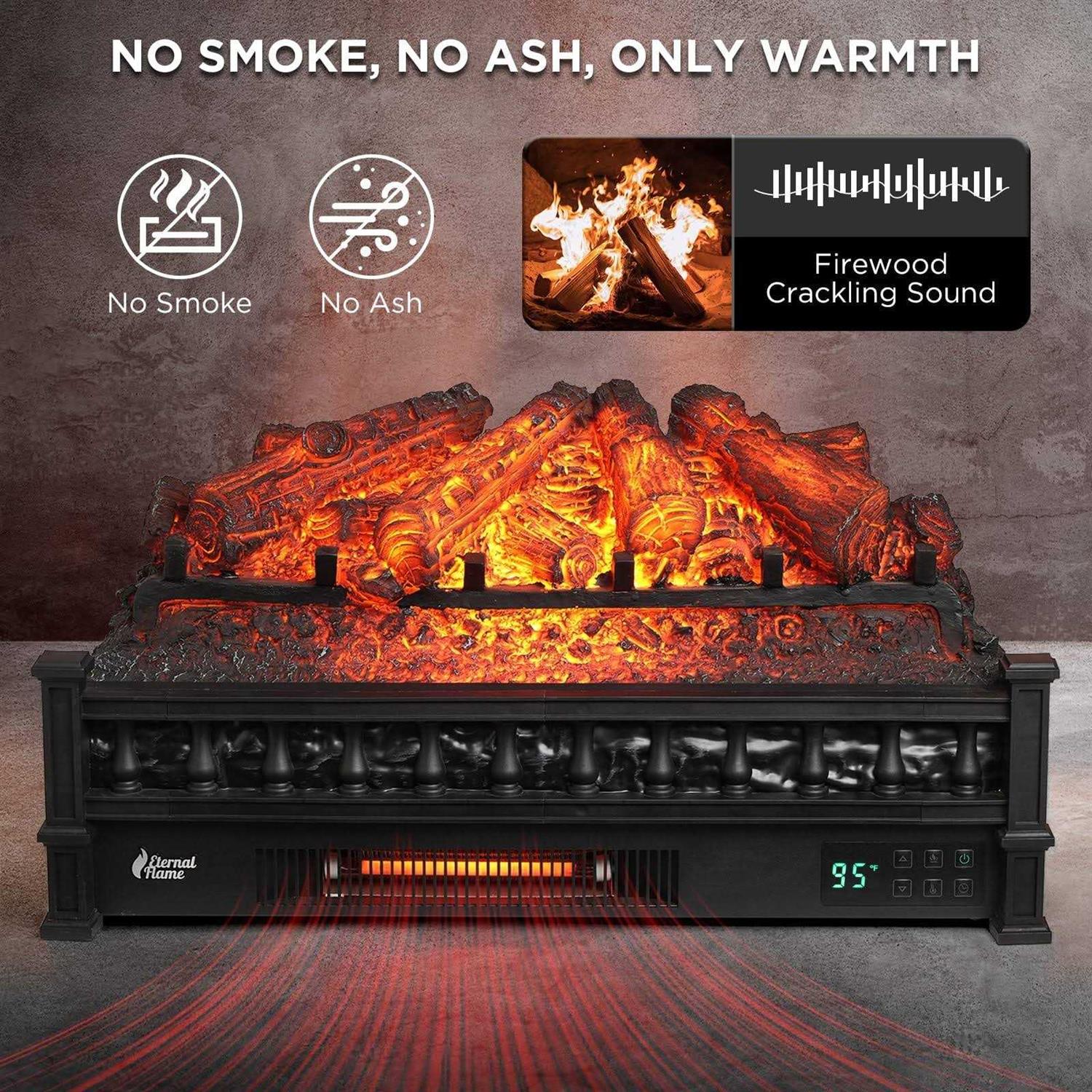 TURBRO Eternal Flame 26-inch Infrared Quartz Electric Fireplace Log Heater - Image 5