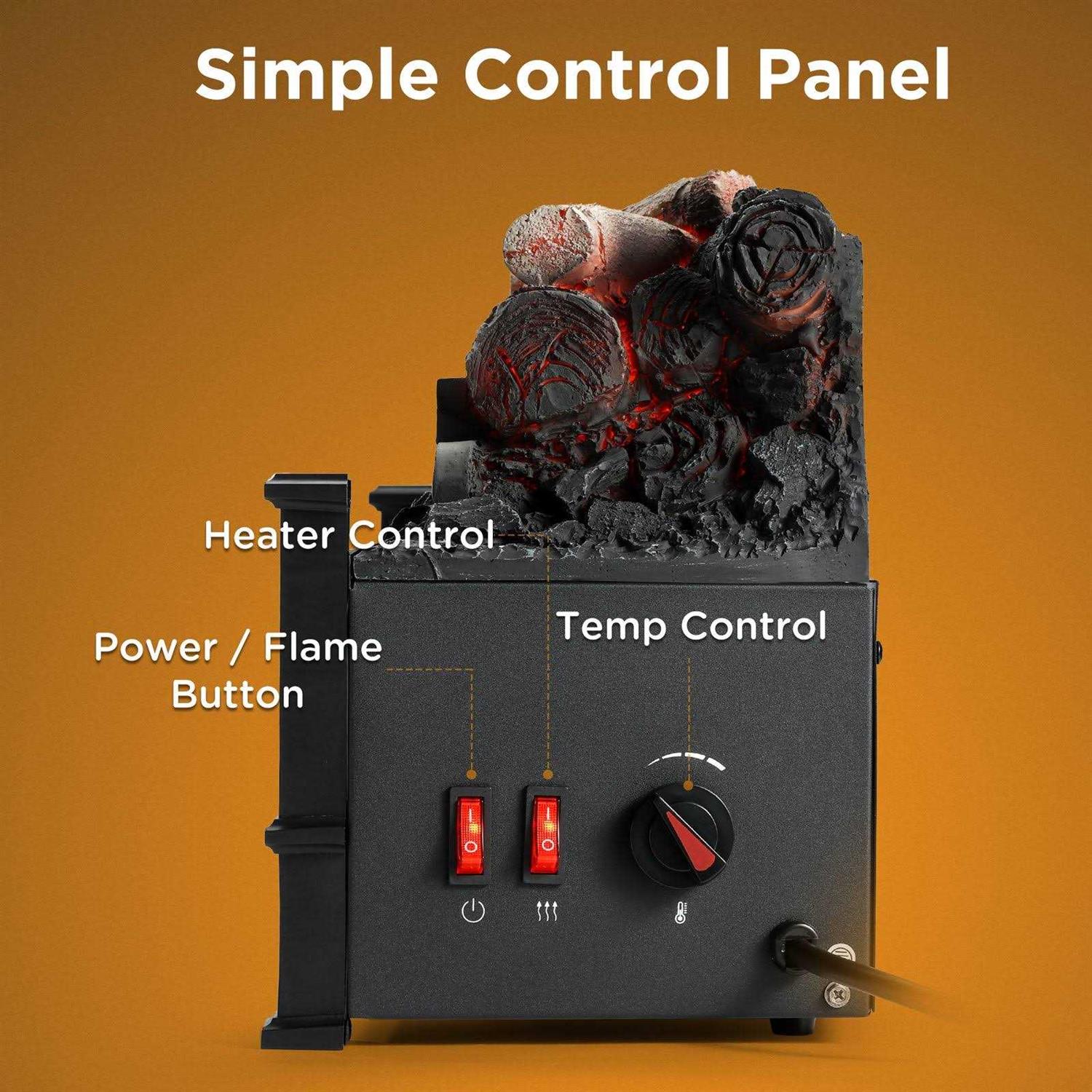 TURBRO Eternal Flame 20-Inch Infrared Quartz Electric Fireplace Log Heater - Image 4