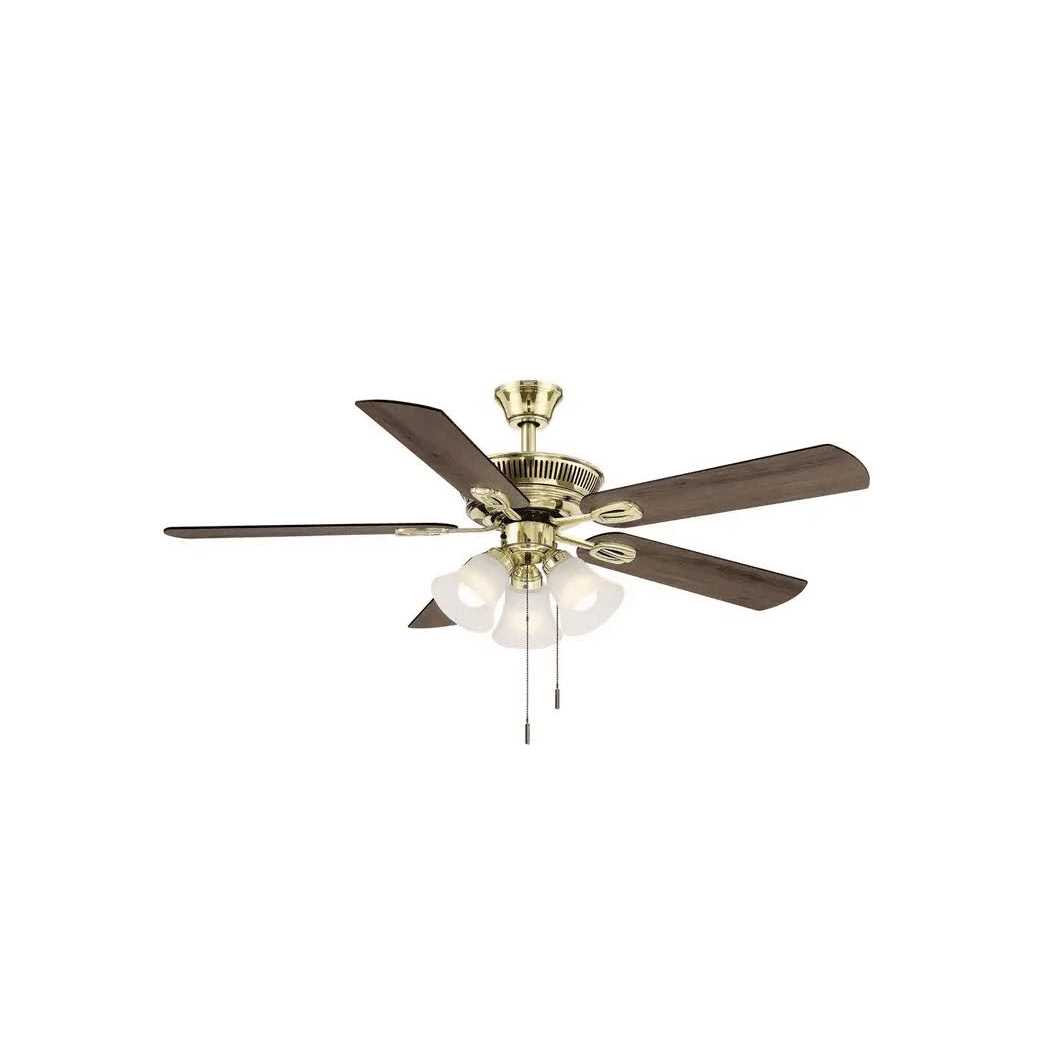 Hampton Bay Glendale III 52 in. LED Indoor Flemish Brass Ceiling Fan with Light and Pull Chains AK338-FB - Image 3