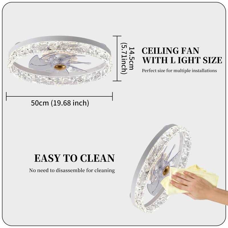 Fszdorj 2023 Upgraded Ceiling Fan F098 White Ceiling Fans with Lights App & Remote Control - Image 4