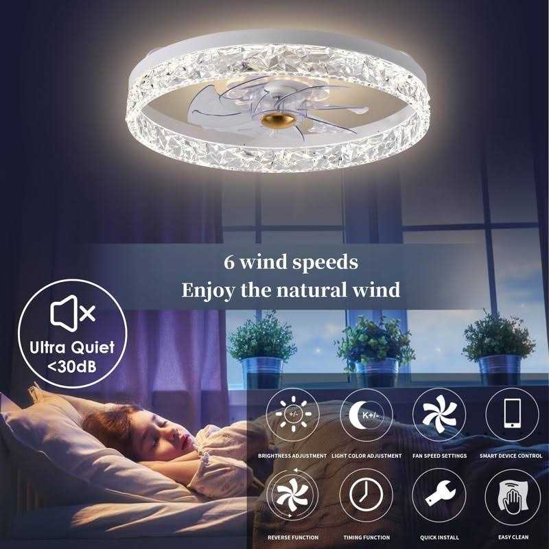 Fszdorj 2023 Upgraded Ceiling Fan F098 White Ceiling Fans with Lights App & Remote Control - Image 5