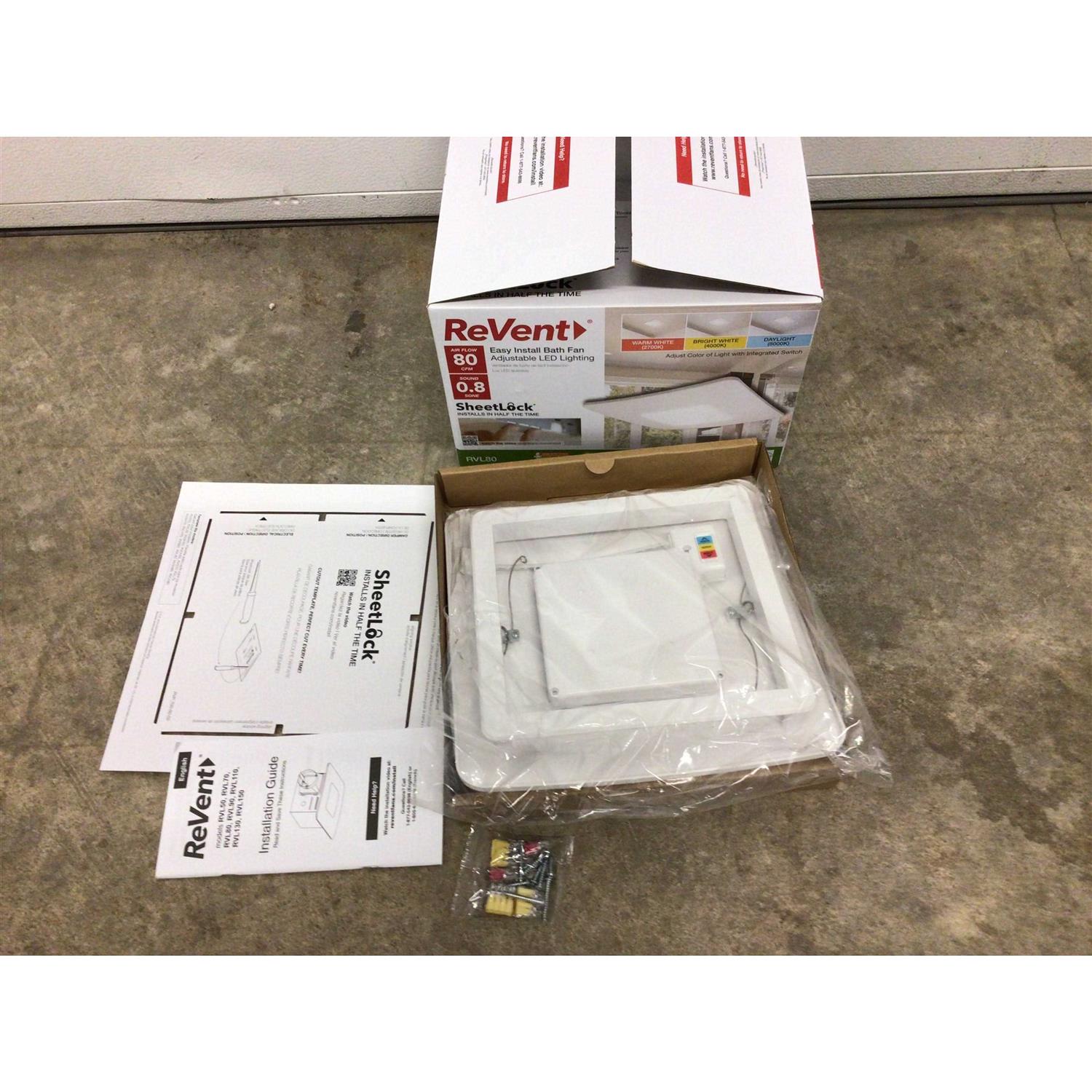 Revent 80 CFM Easy Installation Bathroom Exhaust Fan with Adjustable LED Lighting - Image 5