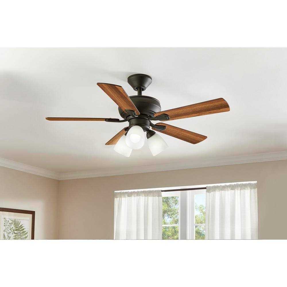 Hampton Bay Riley 44 in. Indoor LED Downrod Ceiling Fan with 5 Reversible Blades, Light Kit and Remote Control - Image 4