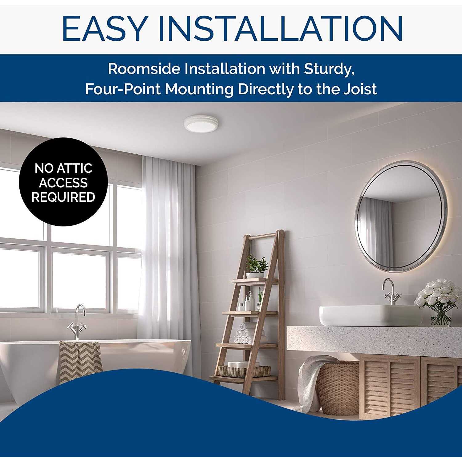 Broan-NuTone Roomside Series Decorative White 110 CFM Ceiling Humidity Sensing Bathroom Exhaust Fan with LED Panel - Image 4