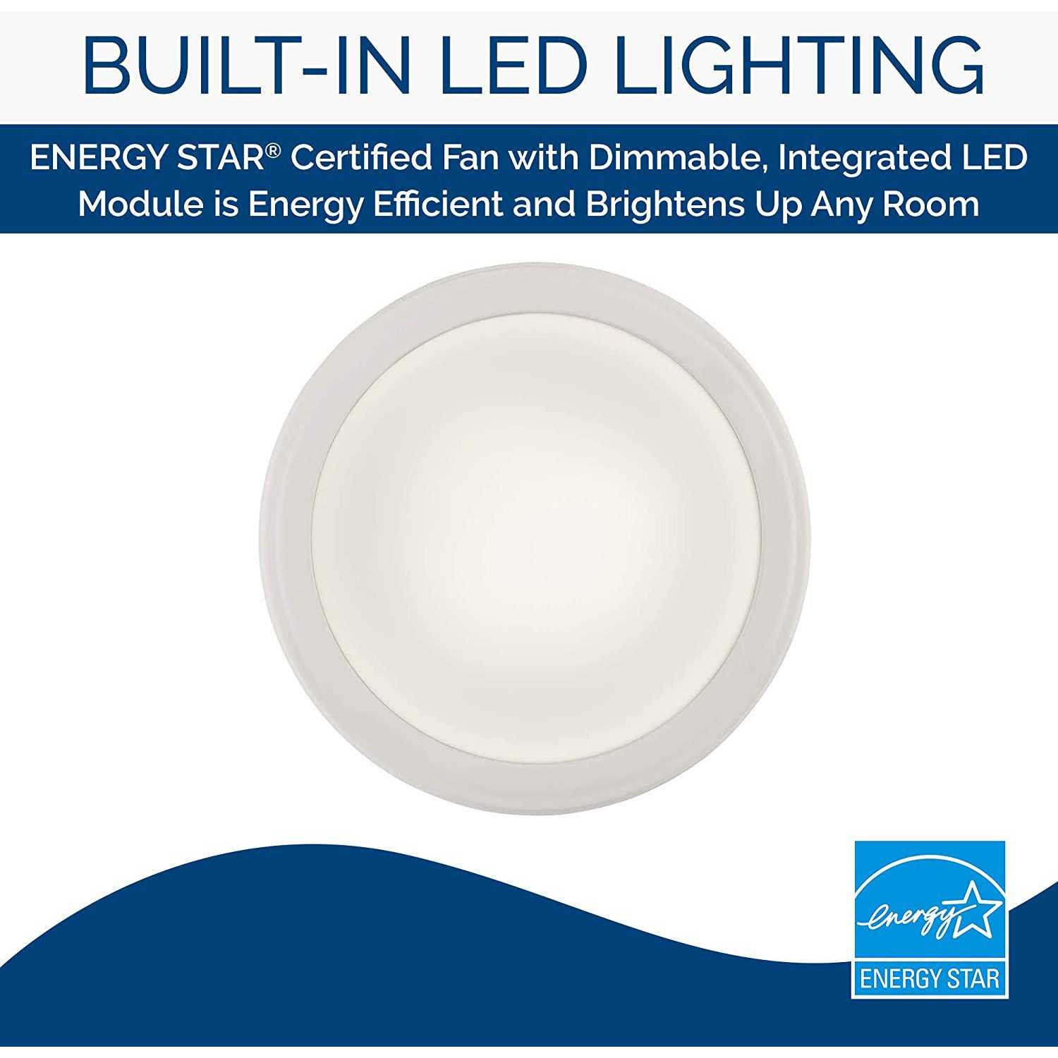 Broan-NuTone Roomside Series Decorative White 110 CFM Ceiling Humidity Sensing Bathroom Exhaust Fan with LED Panel - Image 5