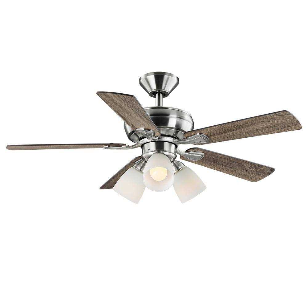 Hampton Bay Riley 44 in. Indoor LED Brushed Nickel Ceiling Fan with Light Kit 5 QuickInstall Reversible Blades and Remote Control - Image 3