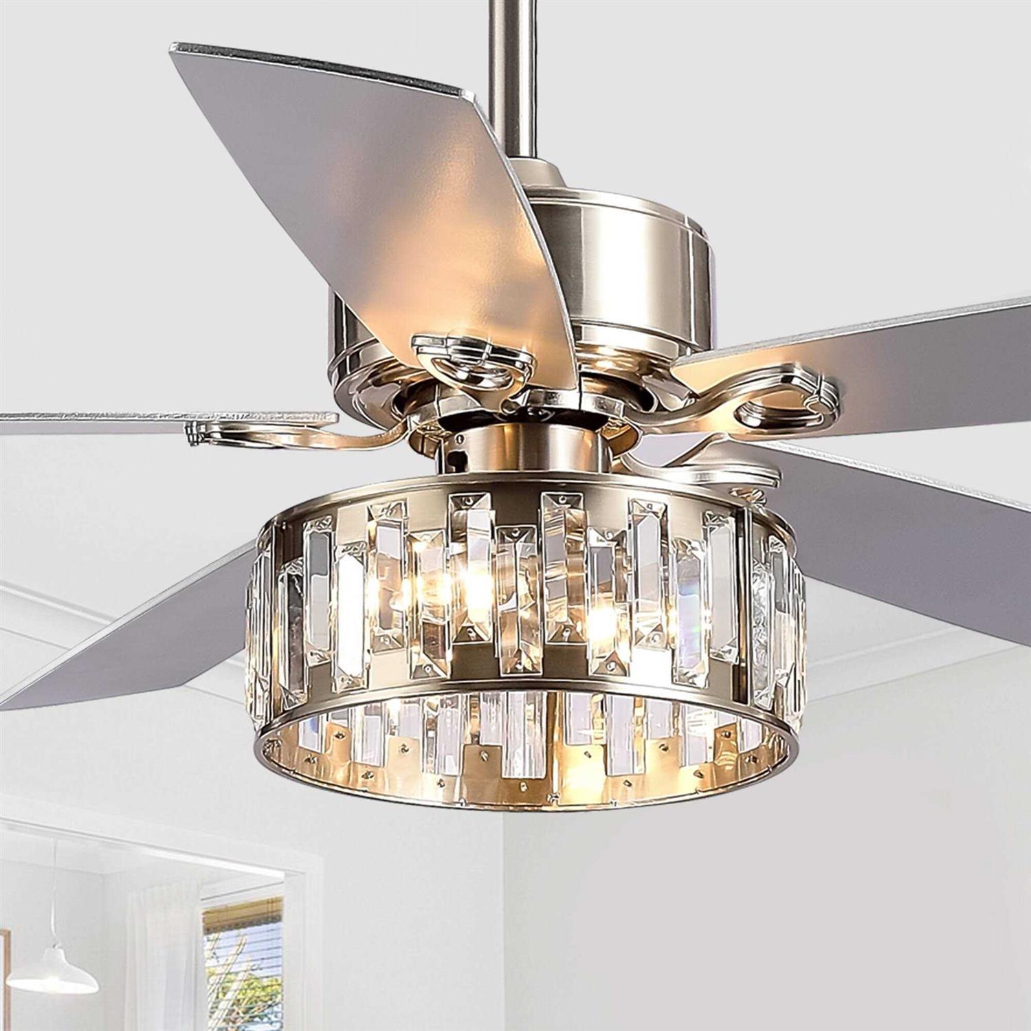 Breezary Sergio 52 in. Indoor Crystal Ceiling Fan with Remote Control and Light Kit Included - Image 3