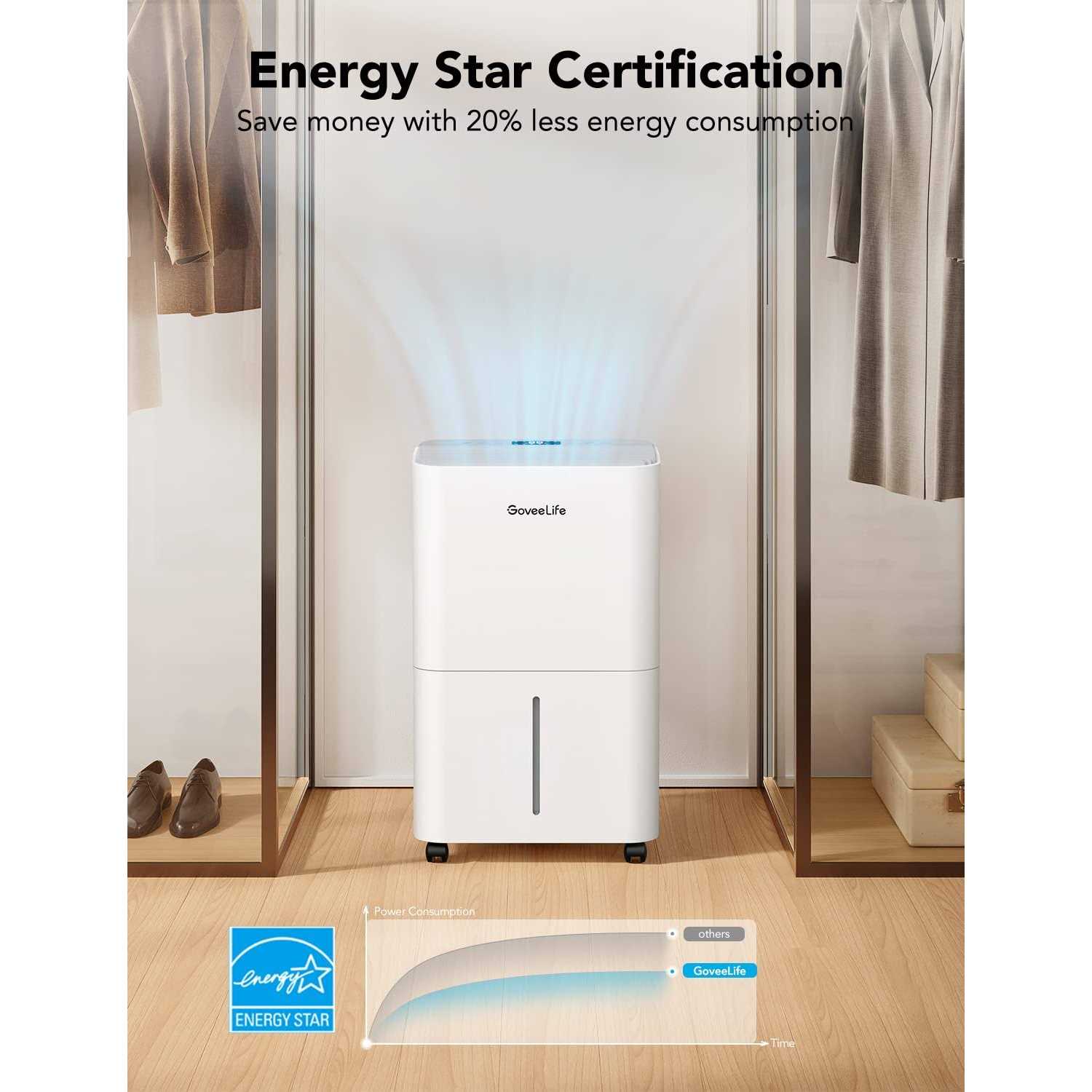 GoveeLife Smart Dehumidifier for Basement Upgraded Max 50 Pint Energy Star Certified WIFI with Drain Hose Continuous Drainage - Image 4