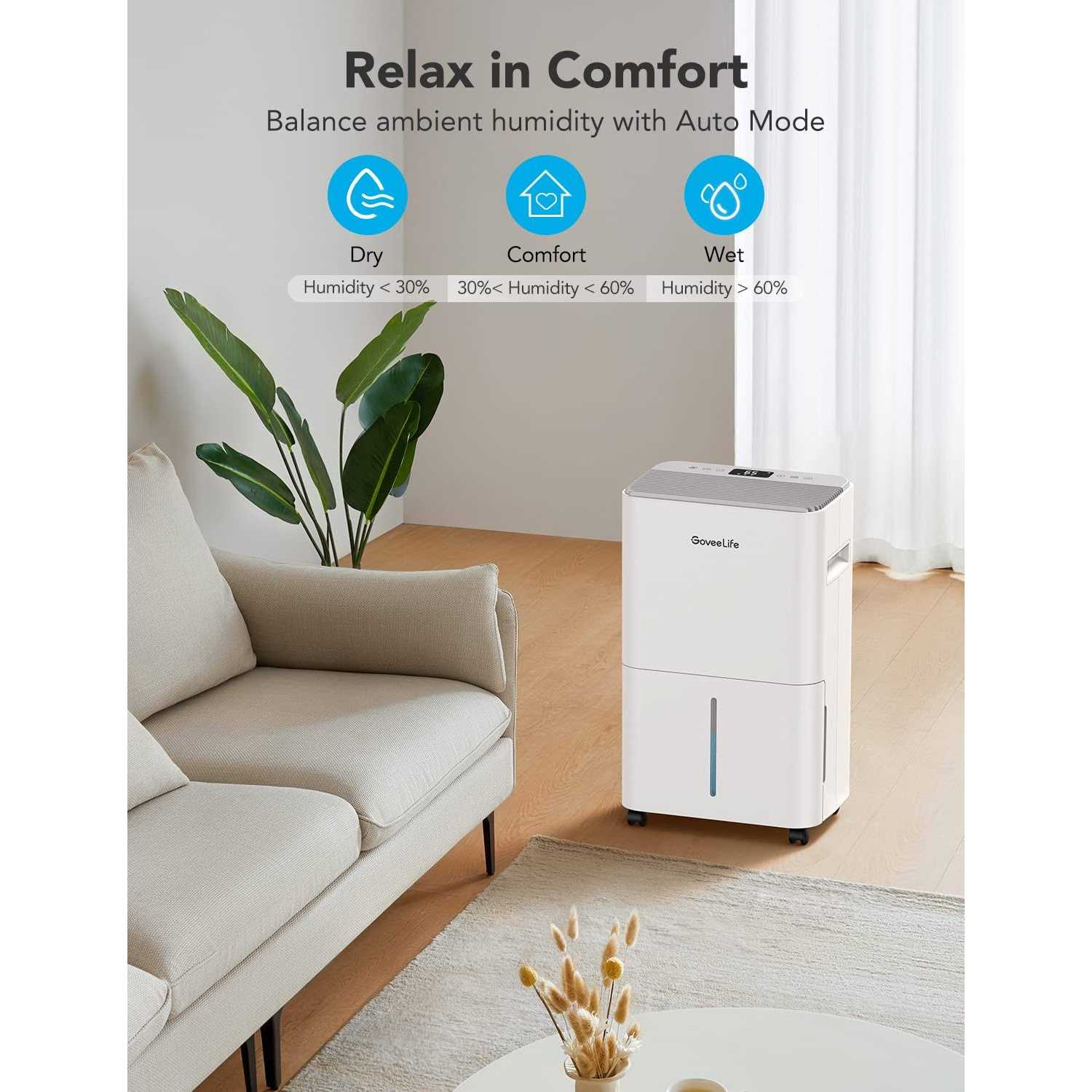 GoveeLife Smart Dehumidifier for Basement Upgraded Max 50 Pint Energy Star Certified WIFI with Drain Hose Continuous Drainage - Image 5