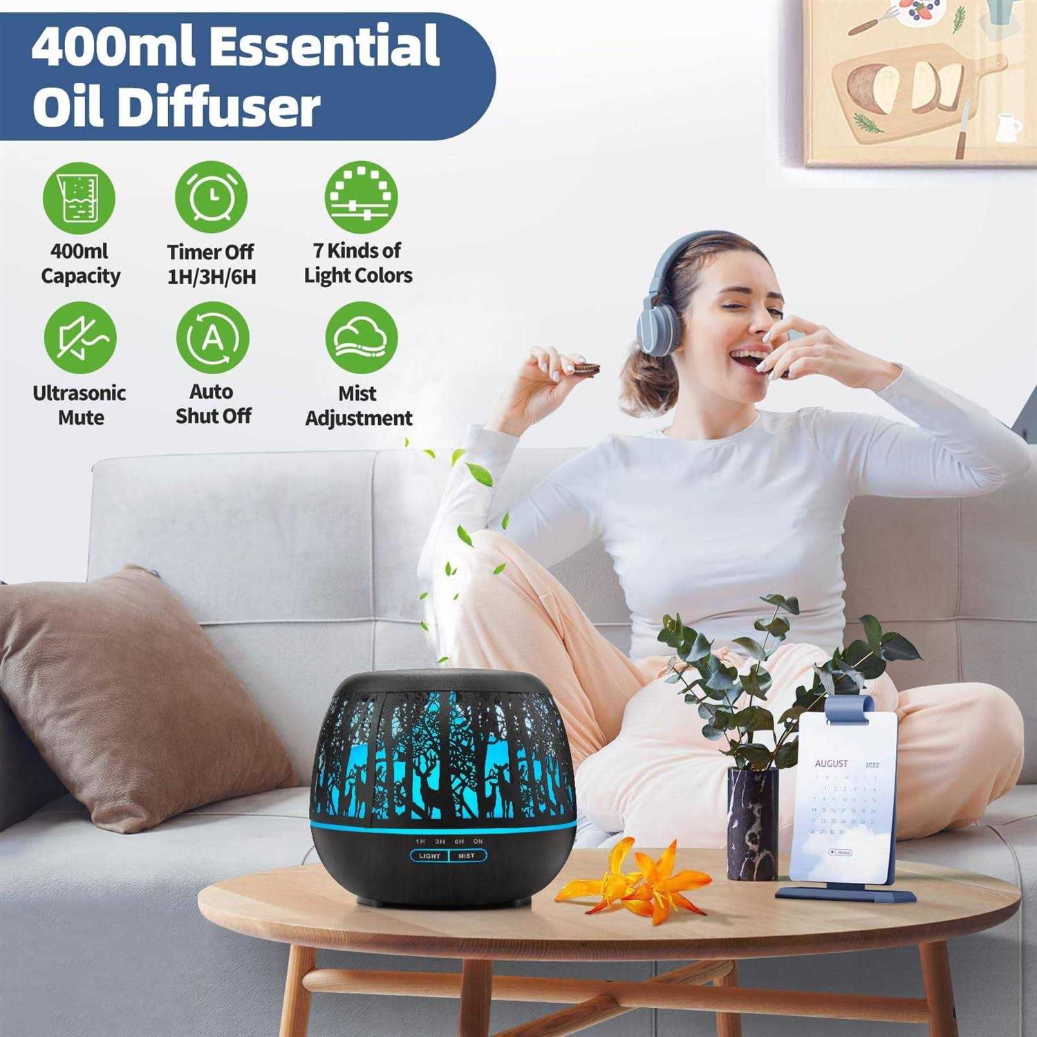 Essential Oil Diffusers for Large Room 400ml Ultrasonic Home Aroma Humidifier - Image 3
