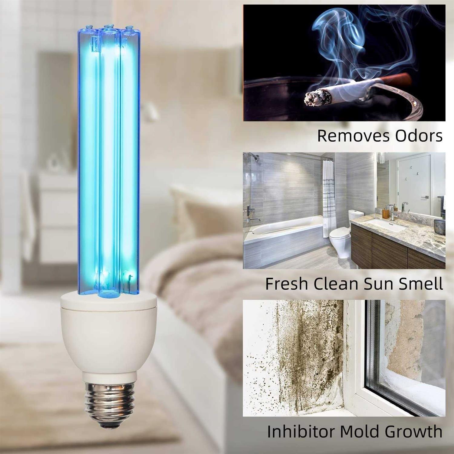 BAIMNOCM 2 Pack Germicidal UV Sanitizer Light Bulb with Ozone 25 Watt UVC Bulb - Image 5