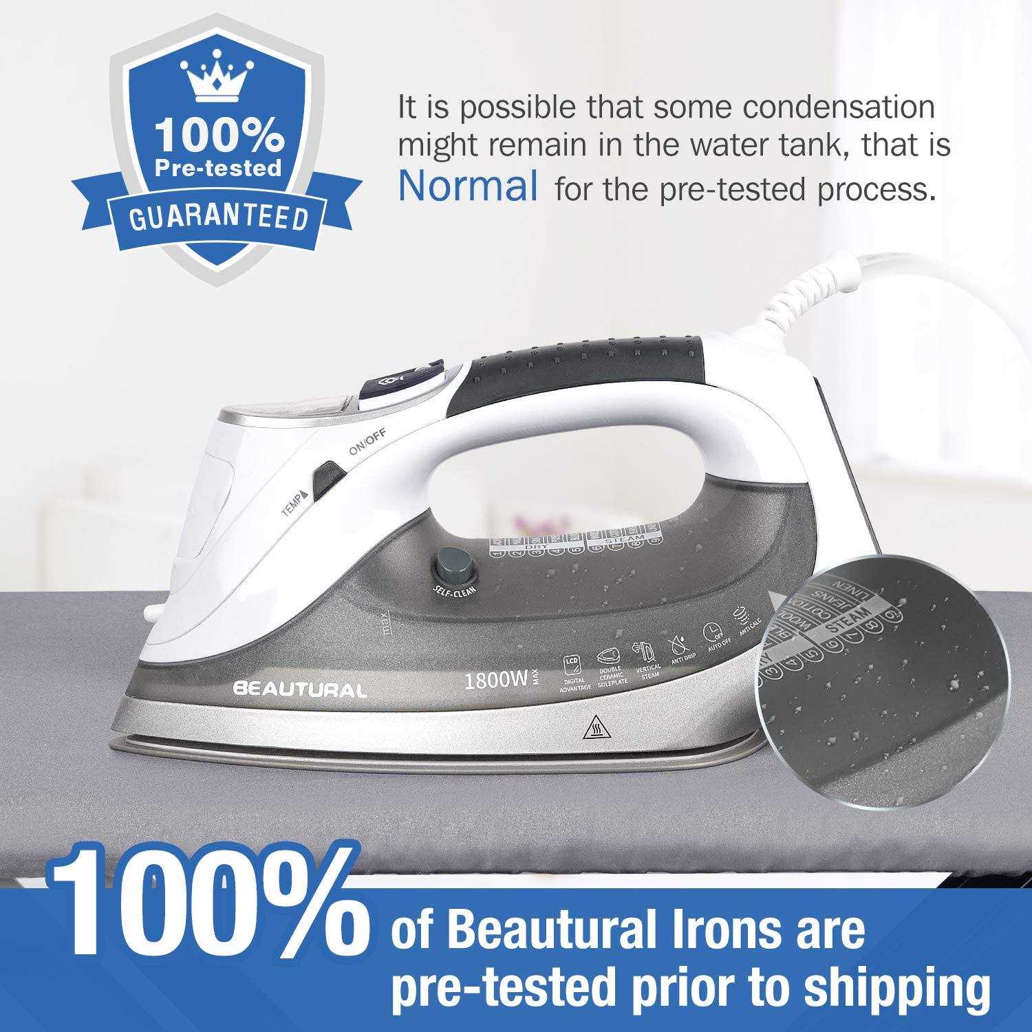 BEAUTURAL 1800-Watt Steam Iron with Digital LCD Screen, Double-Layer and Ceramic Coated Soleplate, 3-Way Auto-Off, 9 Preset Temperature and Steam - Image 3