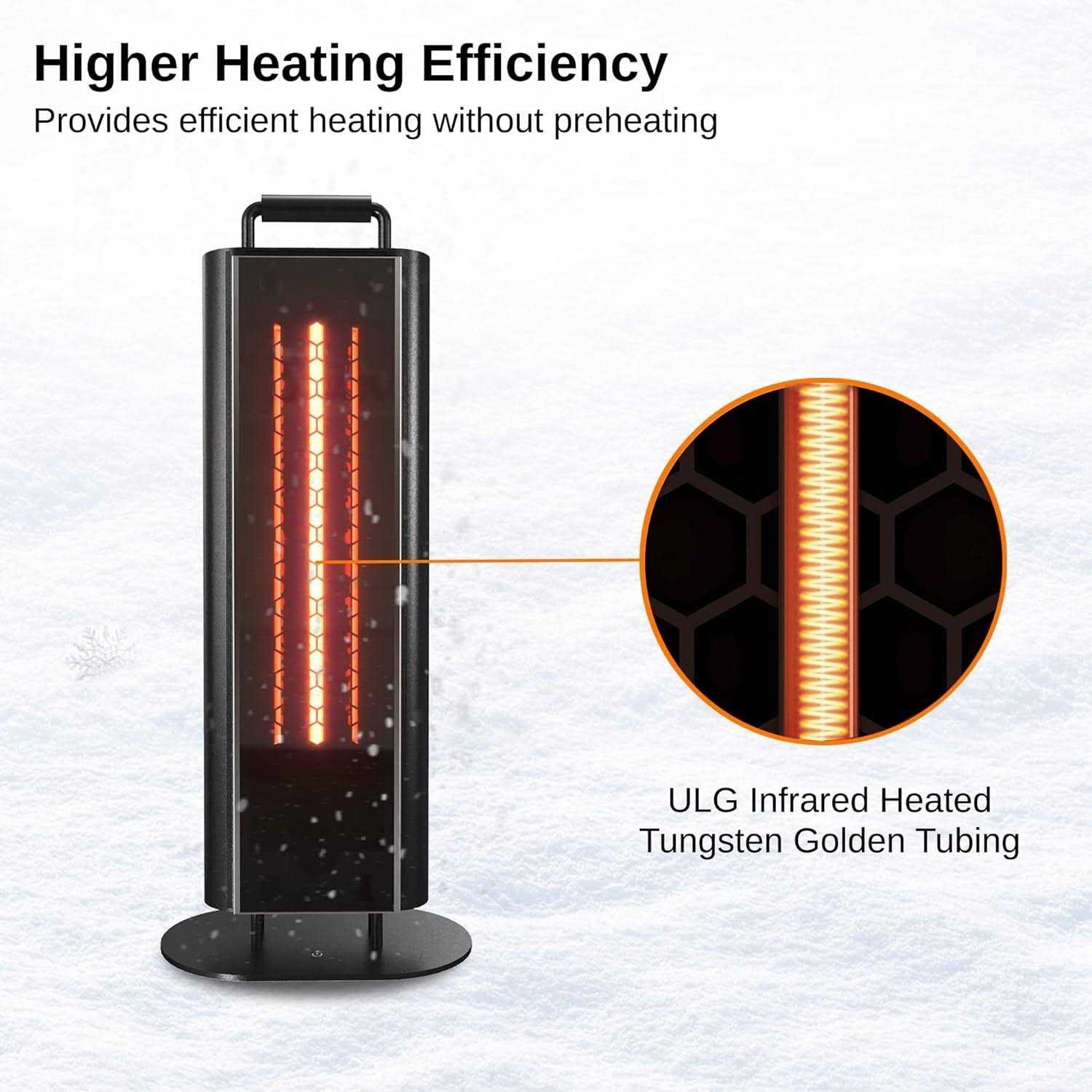 East OAK 1200W Patio Heater Under Table Electric Heater with Double-Sided - Image 5