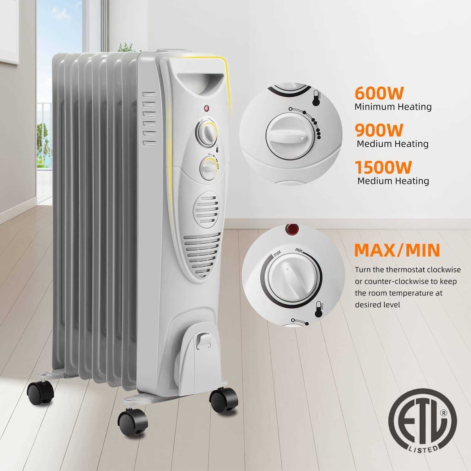 R.W.FLAME Oil Filled Radiator Heater,3 Heat Settings - Image 3