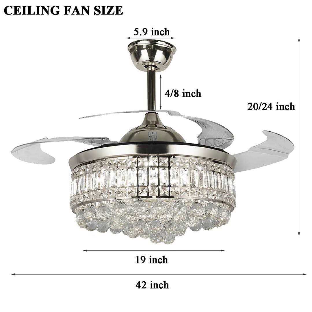 LED Crystal Ceiling Fan with Remote Control And Light Kit Included Rosdorf Park - Image 3