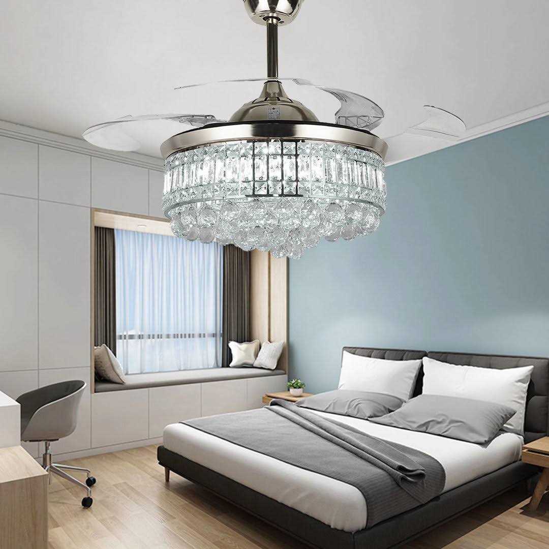 LED Crystal Ceiling Fan with Remote Control And Light Kit Included Rosdorf Park - Image 4