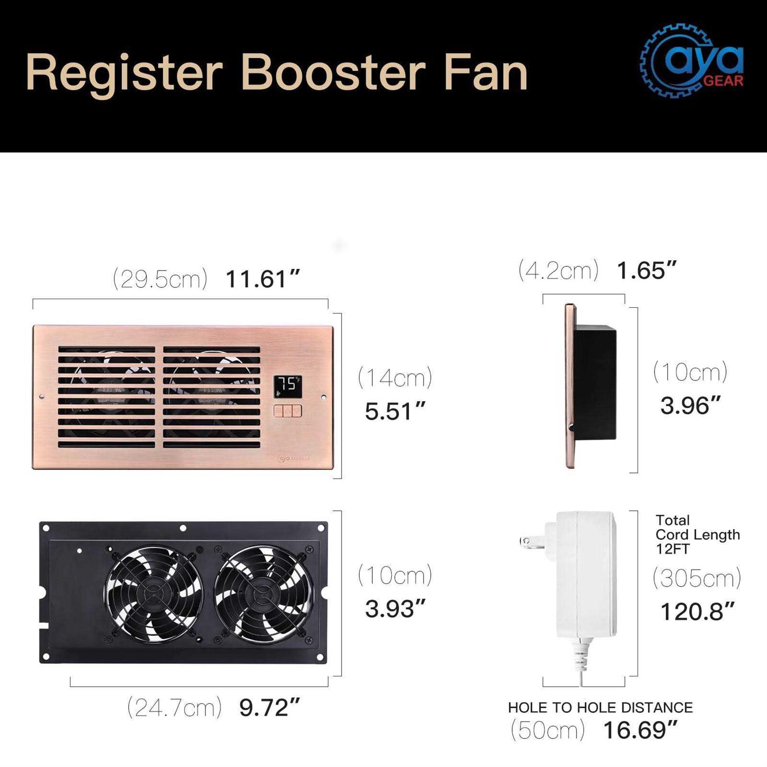 AyA Gear Register Booster Fan Quiet ac vent Fan with Thermostat Control - Image 3