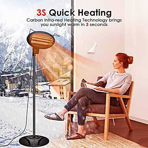 trustech patio heater outdoor heater with 3 ajustable heating modes of 500/1000/1500w - Image 4