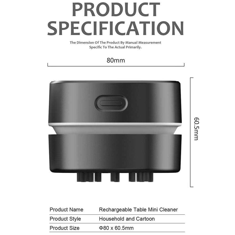 ODISTAR Desktop Vacuum Cleaner,Mini Table dust Sweeper Energy Saving,High Endurance up to 400 mins,Cordless&360o Rotatable Cleaning Hairs - Image 5