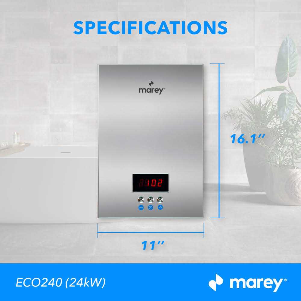 Marey 24kW 4.7 MAX GPM ETL Certified 240V Self-Modulating Residential Multiple Points of Use Tankless Electric Water Heater ECO240N - Image 3