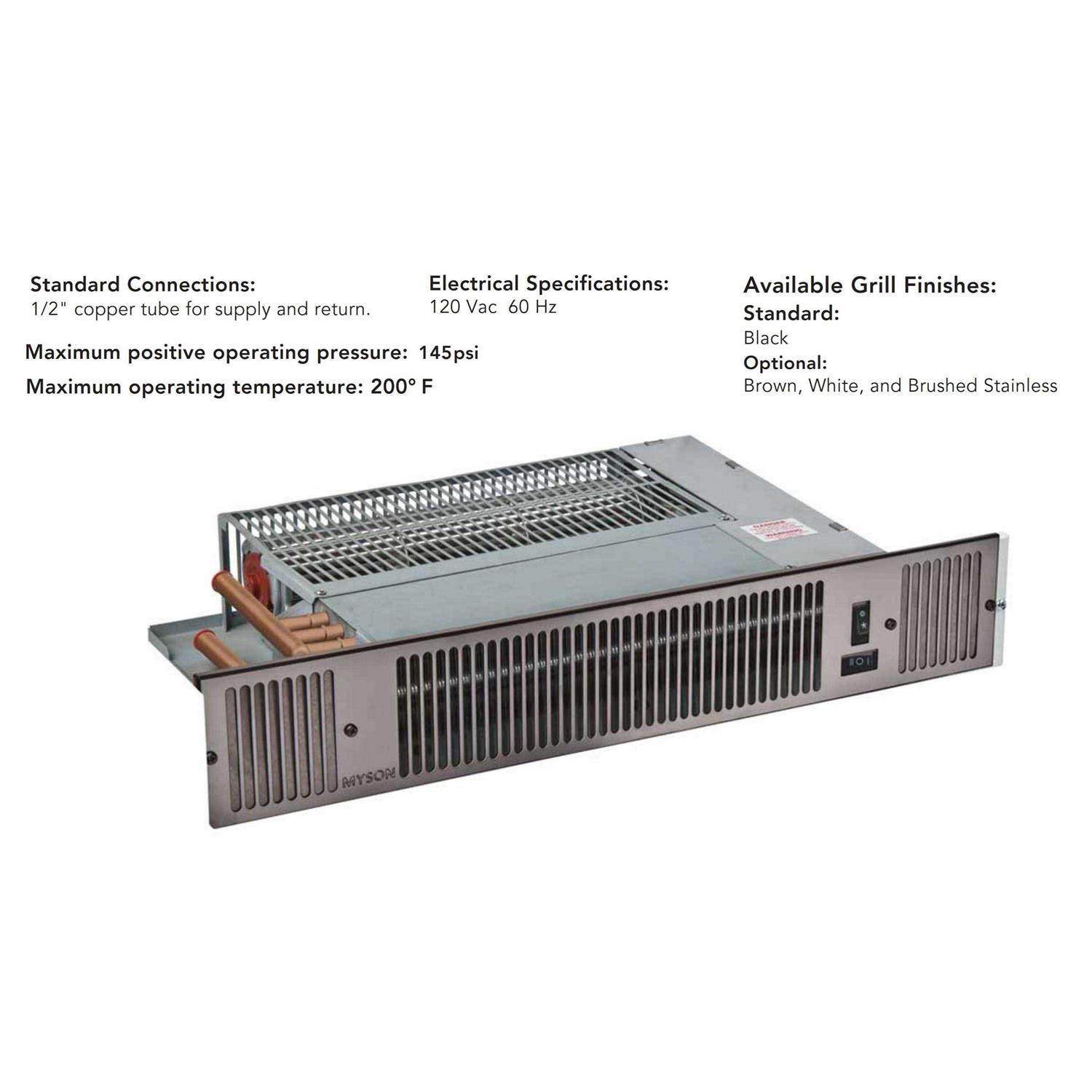 MYSON Whispa III 10,340 BTU Hydronic Kick Space Heater - Image 4