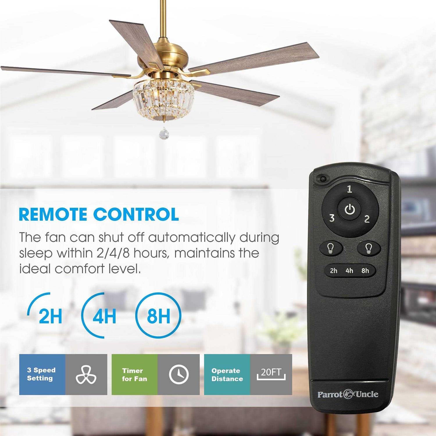 Parrot Uncle 52 in. Berkshire Modern Ceiling Fan with Lighting and Remote Control - Image 3