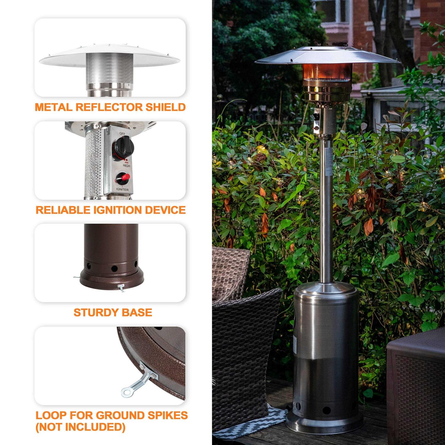 Nuu Garden 46000-BTU Brown Steel Floorstanding Liquid Propane Patio Heater - Image 4