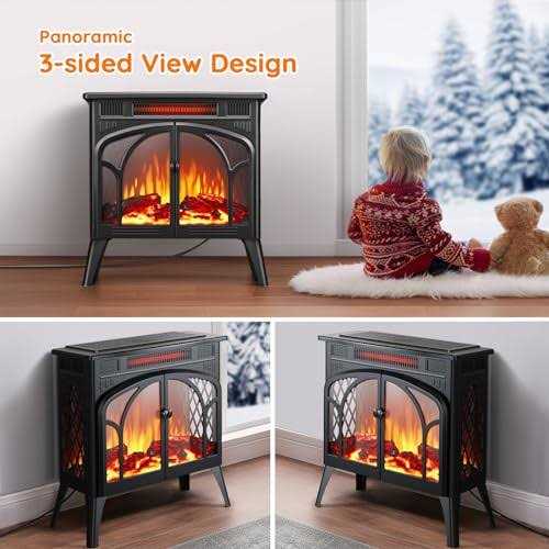 Rintuf Electric Fireplace Heater 1500w Infrared Fireplace Stove With 3d Flame Effect - Image 4