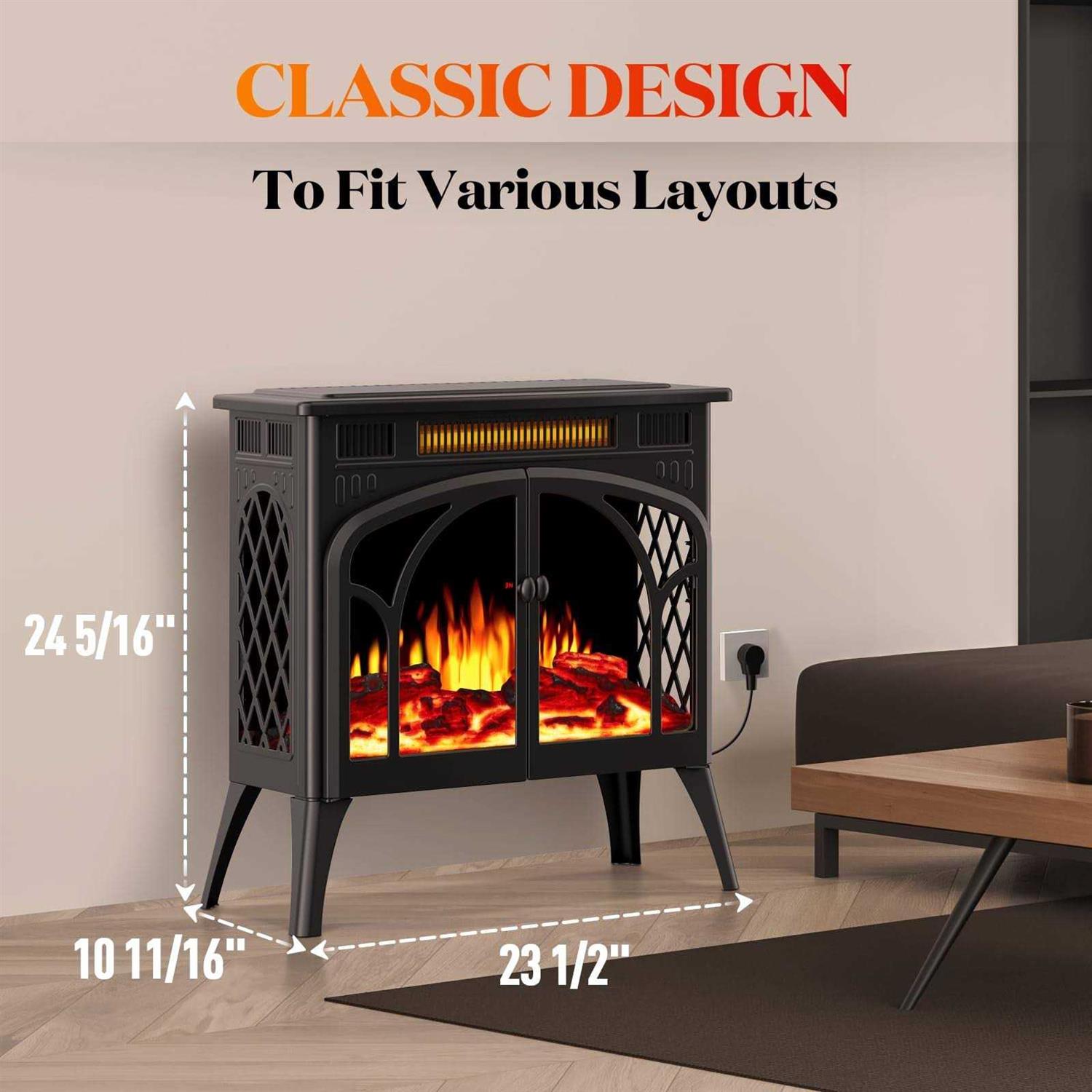 Rintuf Electric Fireplace Heater 1500w Infrared Fireplace Stove With 3d Flame Effect - Image 5