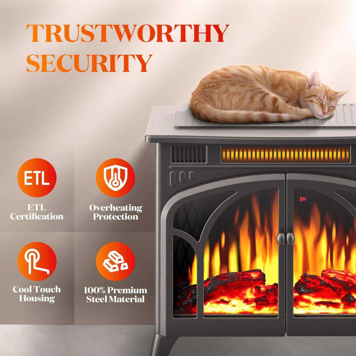 Rintuf Electric Fireplace Heater 1500w Infrared Fireplace Stove With 3d Flame Effect - Image 5