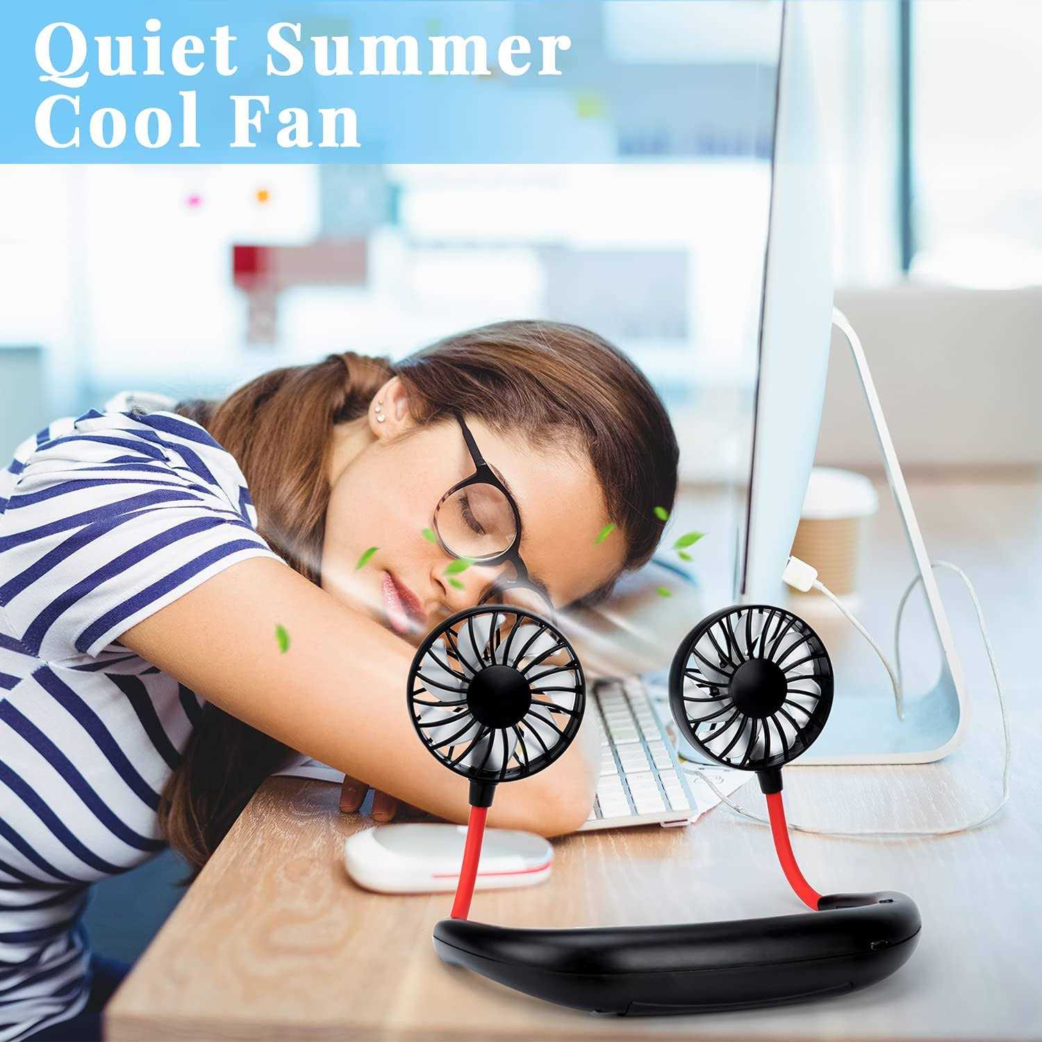 Portable Neck Fan Rechargeable Personal Hand-Free Fan Mini Usb Wearable Neckband Sport Fan - Image 5