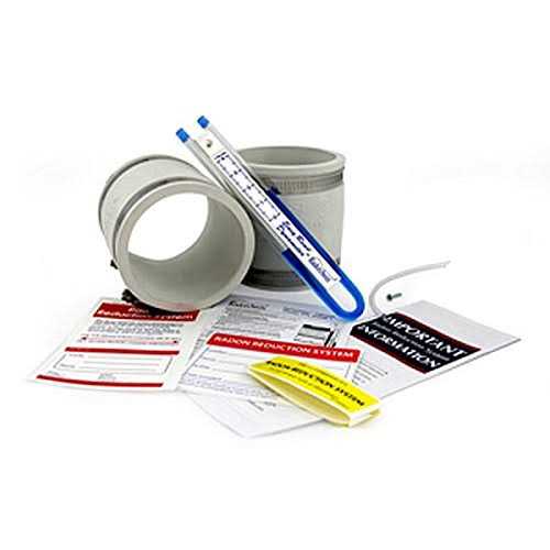 RadonAway GP501 Radon Fan Install kit Two 3x3 White Couplings U-Tube Vacuum Gauge Radon System Labels - Image 3