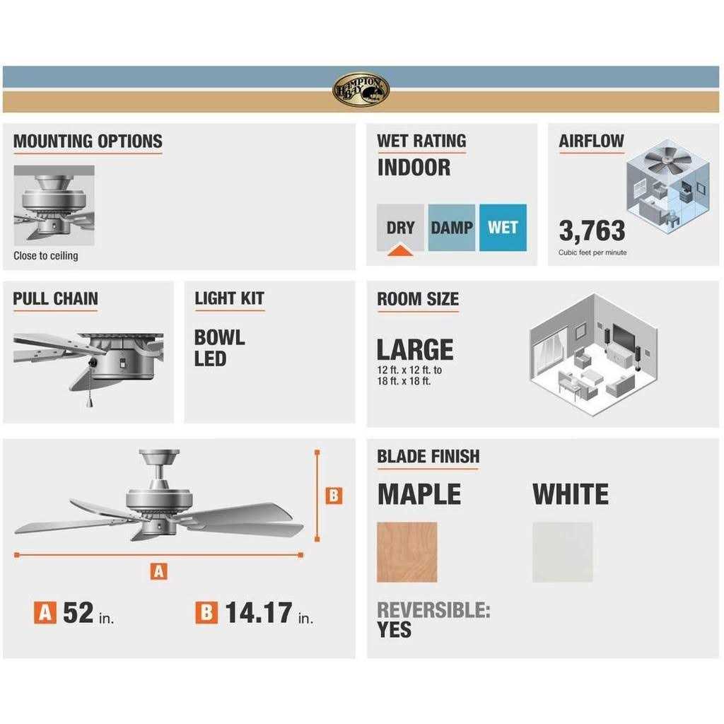 Hampton Bay Holly Springs Low Profile 52 inch LED Indoor Ceiling Fan - Image 4