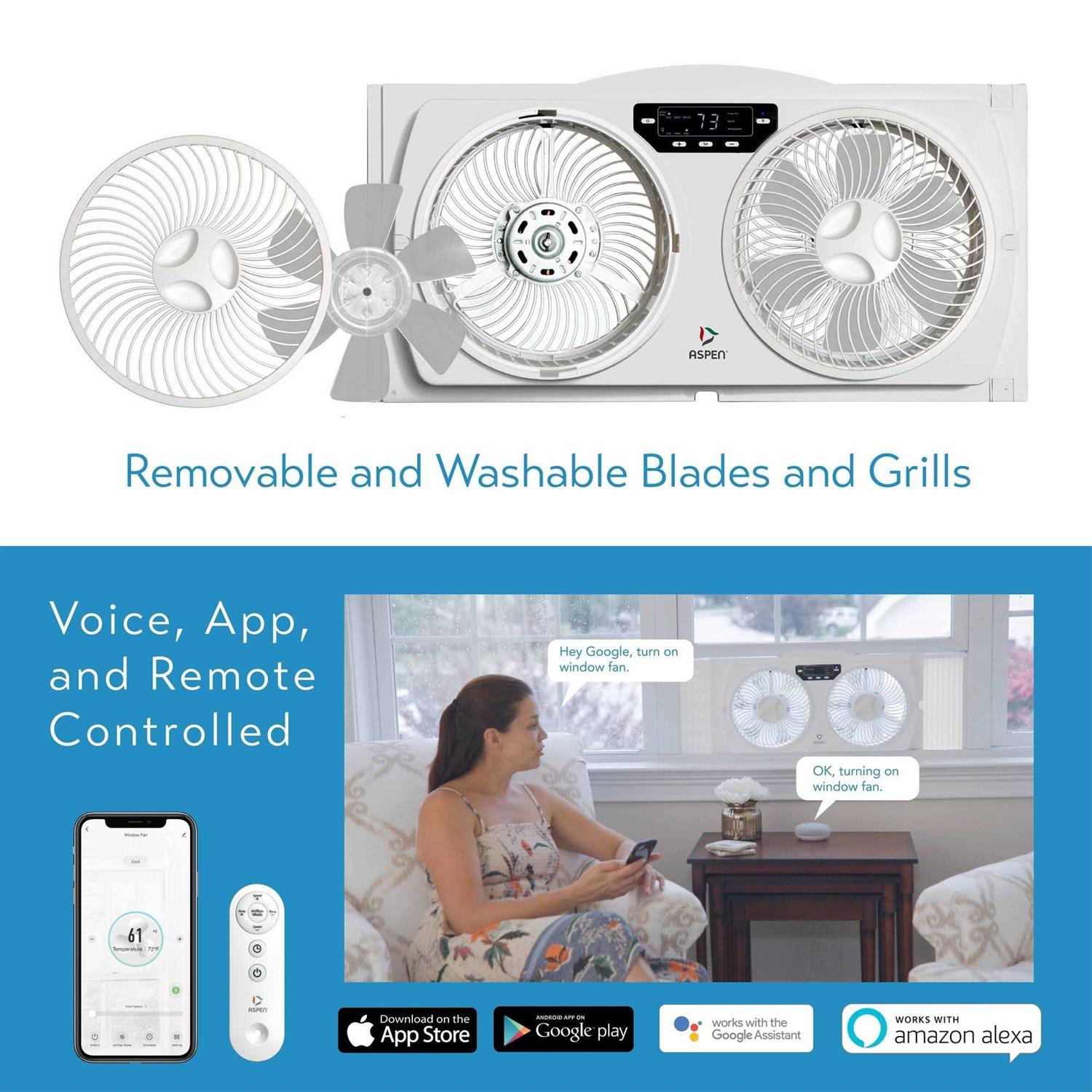 Aspen Smart Wi-Fi Window Fan - Image 5