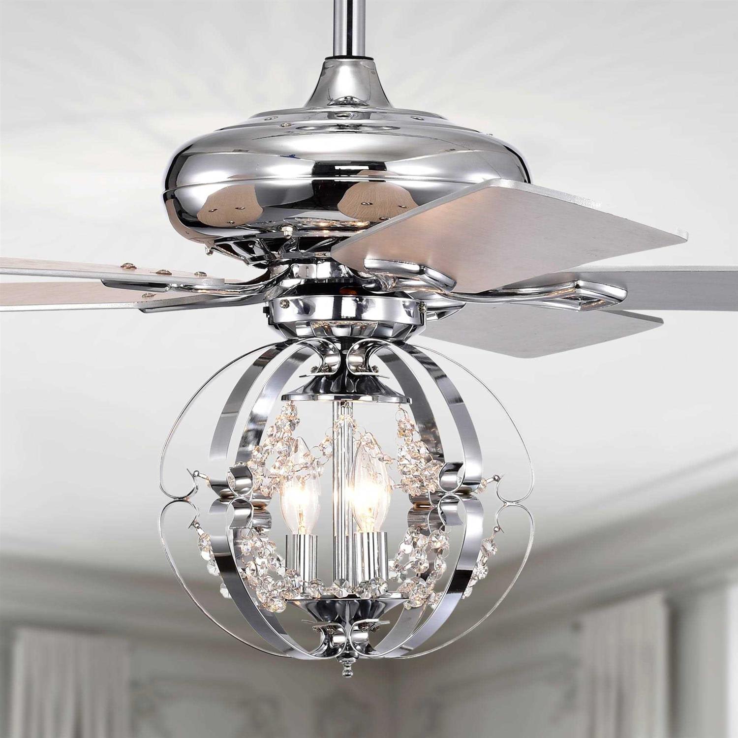 Warehouse of Tiffany Dazy 48 in. 3-Light Indoor Chrome Finish Ceiling Fan with Light Kit - Image 4