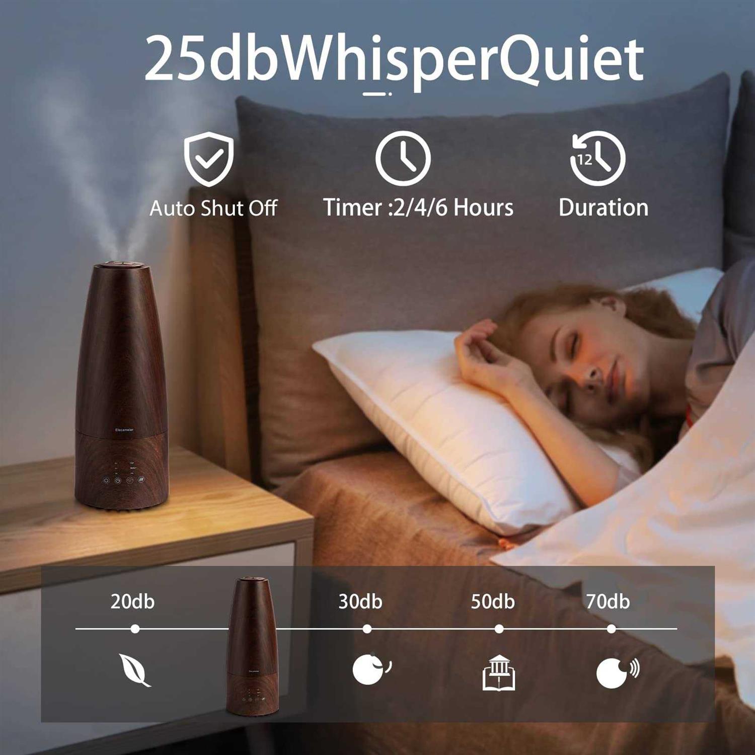 elecameier cool mist humidifierelecameier air humidifier for home/Bedroom with remote control 2.3l smart air humidifier for desk/office - Image 3