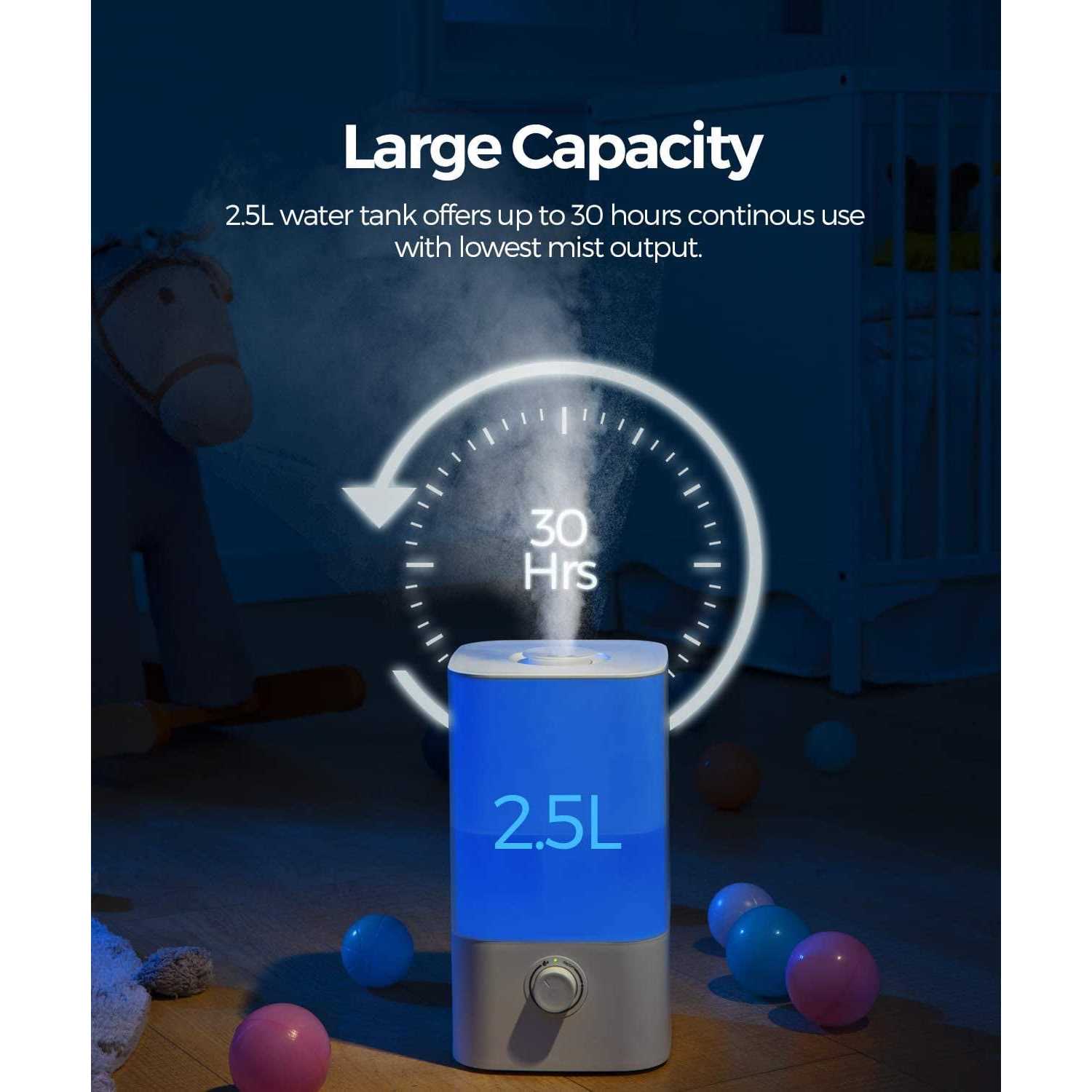 raydrop Cool Mist Humidifier, 2.5l Essential Oil Diffuser for Bedroom Nursery,home and office - Image 4