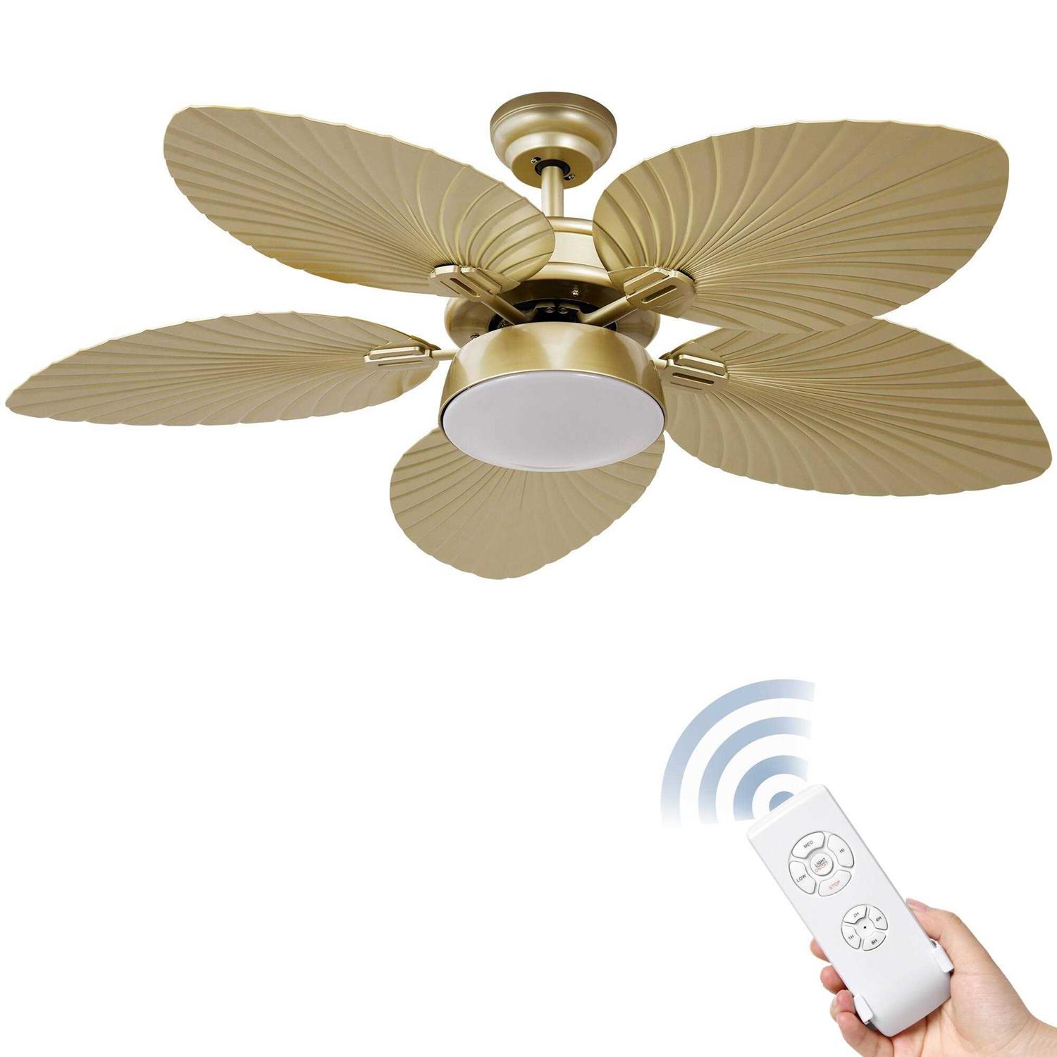 Moasis 52 Palm Leaf Tropical Style Ceiling Fan LED Light with Remote - Image 4
