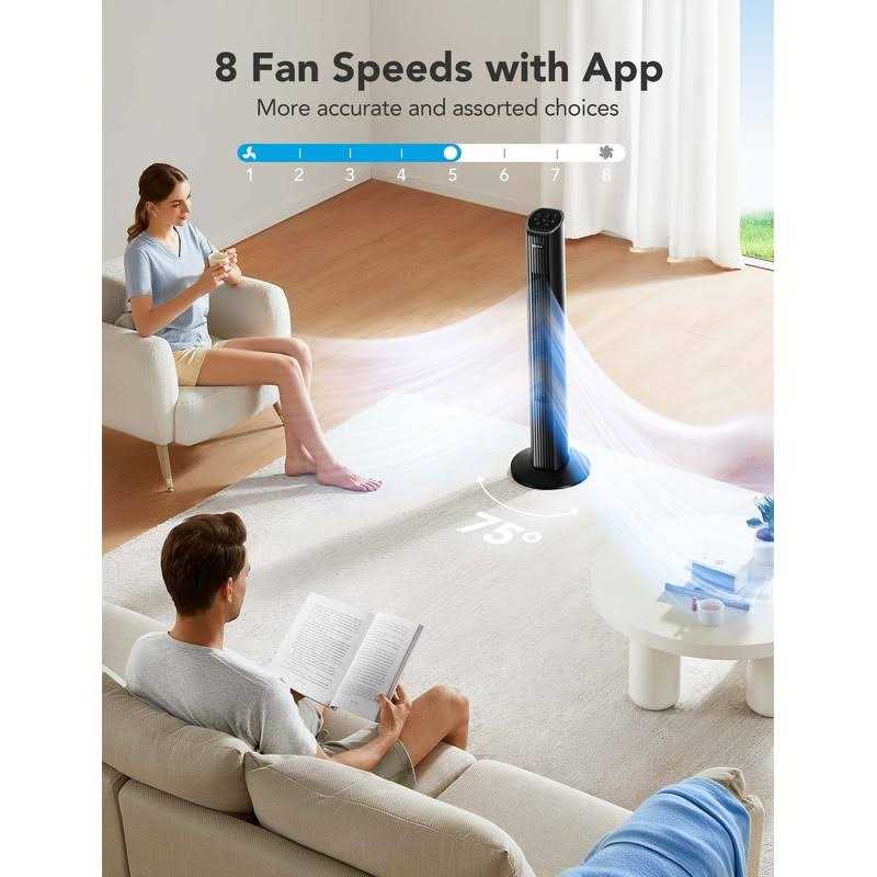 GoveeLife 36'' Smart Tower Fan for Bedroom Oscillating Fan with Auto-Reflect Room Fan with 8 Speeds - Image 3