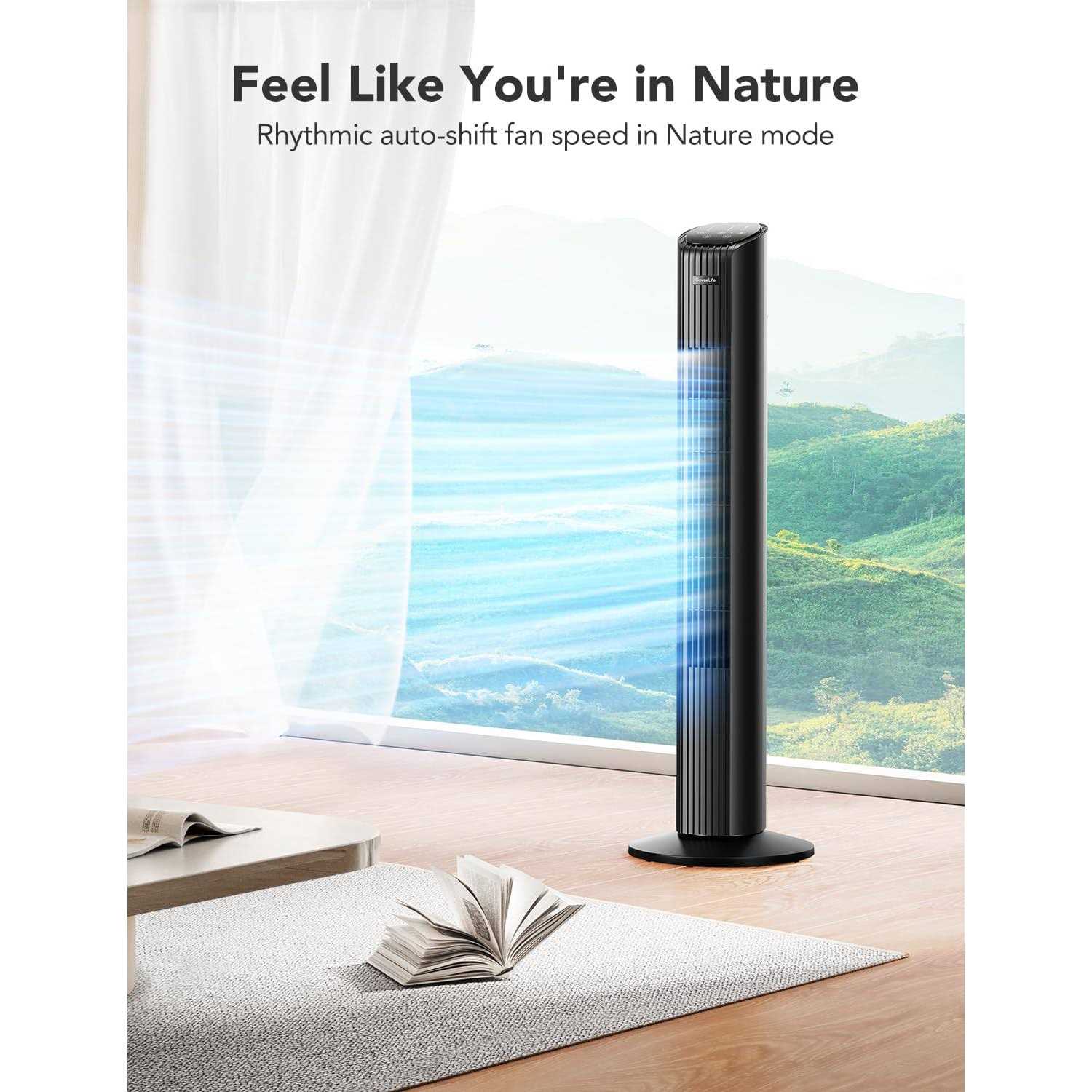 GoveeLife 36'' Smart Tower Fan for Bedroom Oscillating Fan with Auto-Reflect Room Fan with 8 Speeds - Image 5