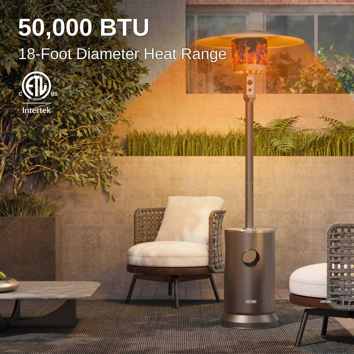 East Oak 50,000 BTU Outdoor Patio Heater with Table Design - Image 5