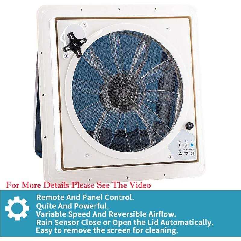 RVLOVENT RV Roof Vent Fan 12V Auto Remote Control 14'' inch 10 Speed - Image 5