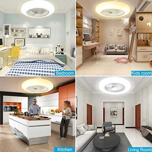 BESKETIE Bladeless Ceiling Fans with Lights 20” Modern Ceiling Fan with Lights Remote Control - Image 4