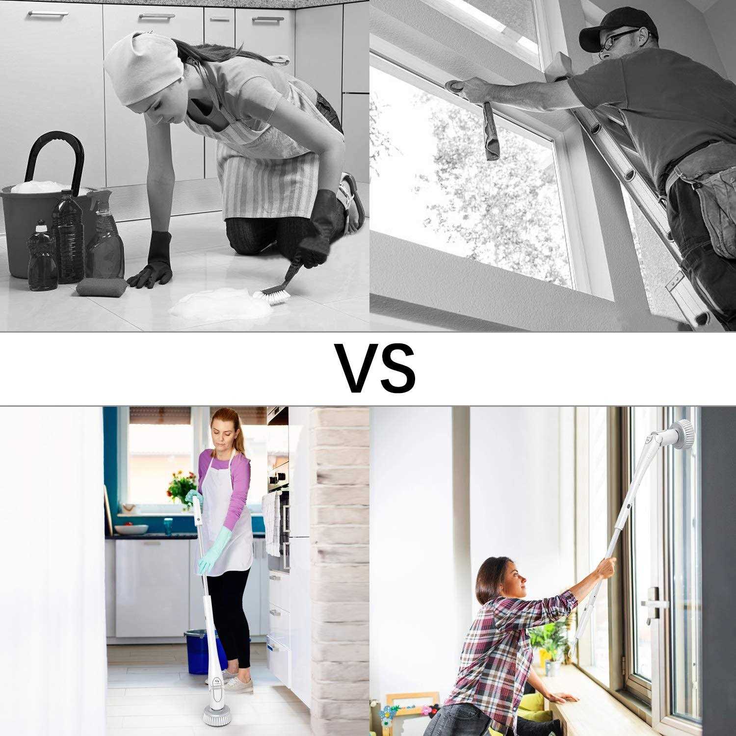 Tilswall Electric Spin Scrubber Cordless Shower Power Scrubber Bathroom Cleaner Tools Set with 4 Replaceable Brush Heads - Image 5