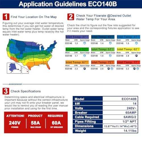 Electric Tankless Water Heater ECOTOUCH 14kW Instant Hot Water Heater on Demand 240V Point of Use Hot Water Heater Self-Modulation ECO140B - Image 3