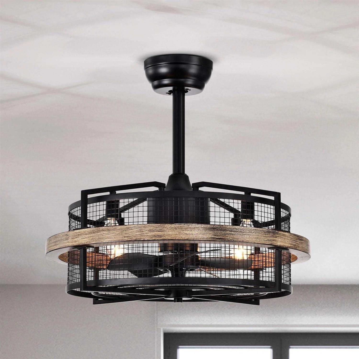 Parrot Uncle 20 Industrial Downrod Mount Ceiling Fan with Lighting and Remote Control - Image 3