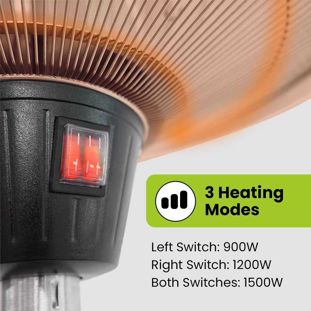 Electric Patio Heater 1500W for Outdoor Heating with Adjustable Height, Quiet Operation, Free Standing and Waterproof Space Warmer - Image 4